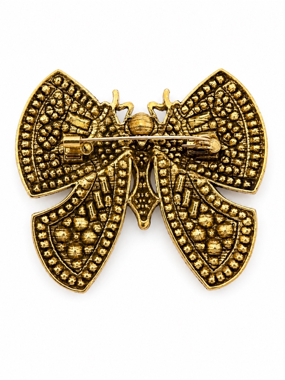 Large Blue & Teal Crystal Butterfly Brooch – Gold Tone Statement Pin - Picture 4 of 5